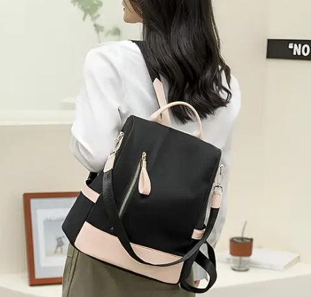 BLACK & WHITE ANTI-THEFT BACKPACK FOR WOMEN