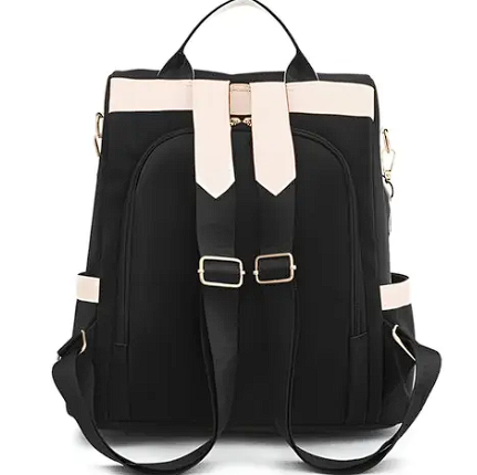 BLACK & WHITE ANTI-THEFT BACKPACK FOR WOMEN